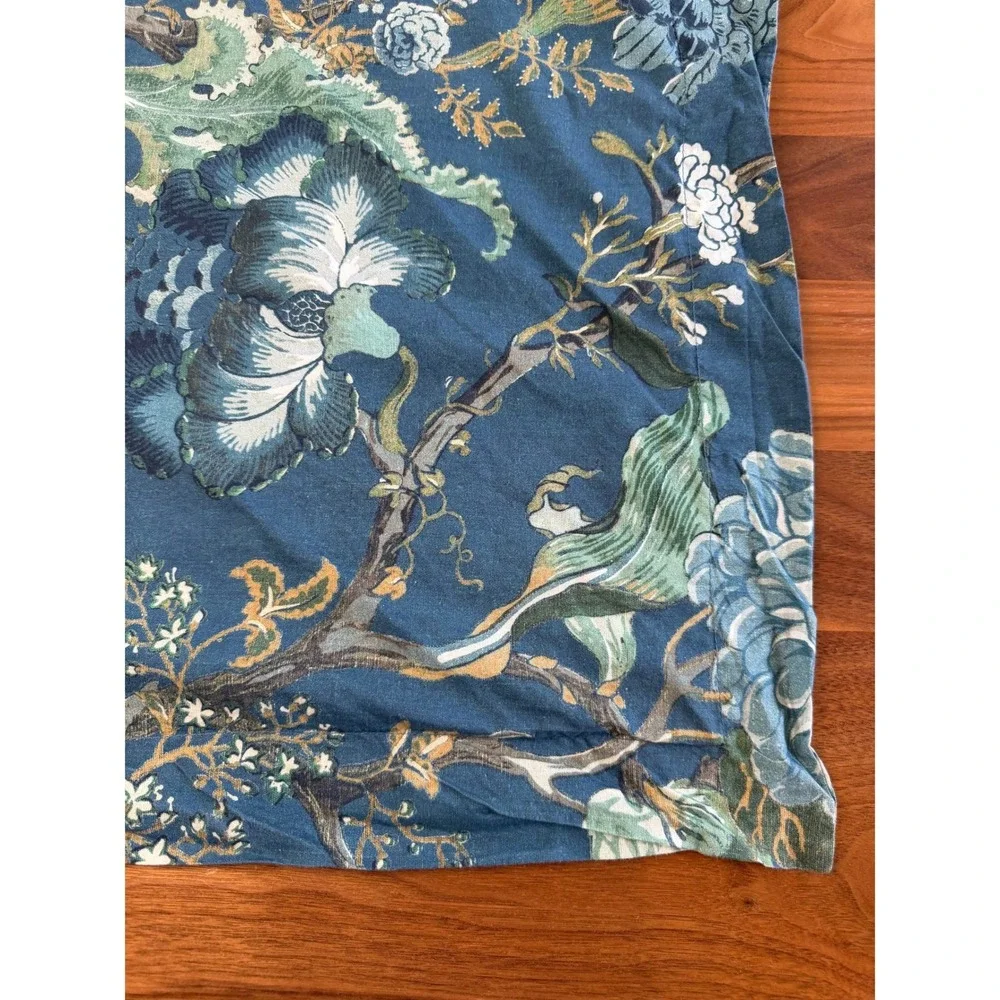 Pottery Barn Dahlia Floral Euro Sham 26x26 Blue Multi Floral Print Cotton